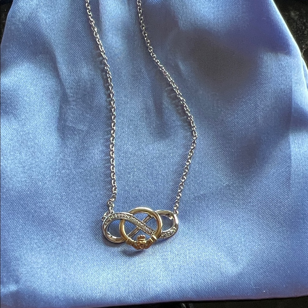 Solvar Sterling Silver and Gold Interlocking Infinity Celtic Necklace